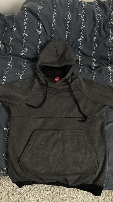 tech flis: Толстовка Nike original с капюшоном, цвет темно‑серый (меланж) — 1