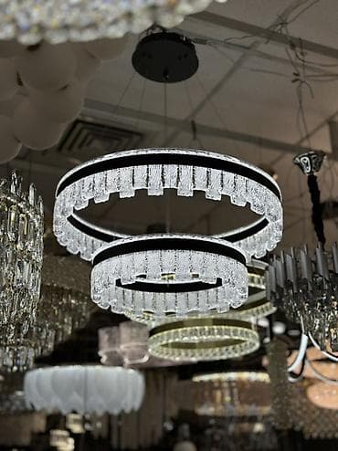Кольцевая подвесная люстра с кристаллами - Дизайн: две