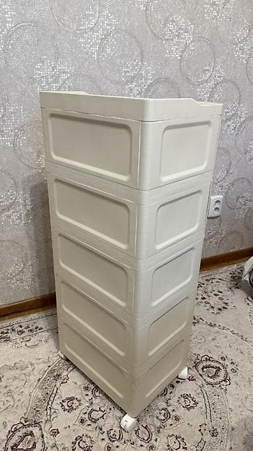 Комоды: Комод для одежды, Новый, Без зеркала, Пластик, цвет - Бежевый — 3