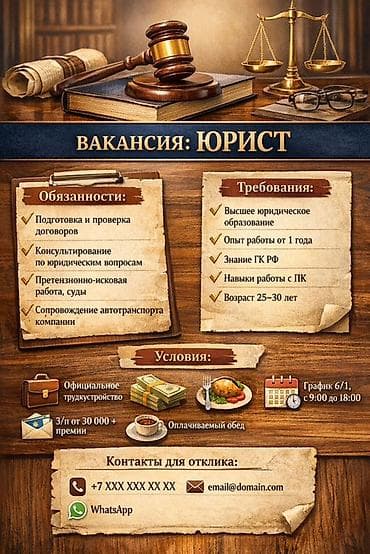 адвокат вакансии: Юрист — 1