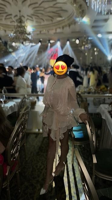 вечерний платья из панбархата на шифоне: Вечернее платье, Коктейльное, Короткая модель, Шифон, С рукавами, XS, S, M — 1
