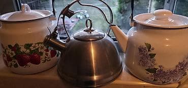 silver kitchen: Набор кухонной посуды: - Эмалированный чайник с крышкой, белый — 1