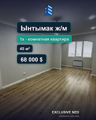 1 комната, 45 м², Ынтымак ж/м Элитка, 3 этаж, Евроремонт