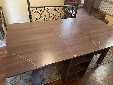 Столы-трансформеры: Стол трансформер Для кухни, Раскладной стол, Длина, см: 180 см, цвет - Коричневый — 1