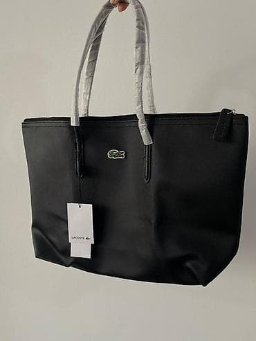 Сумка-тоут Lacoste, черная - Модель: классический тоут с верхней