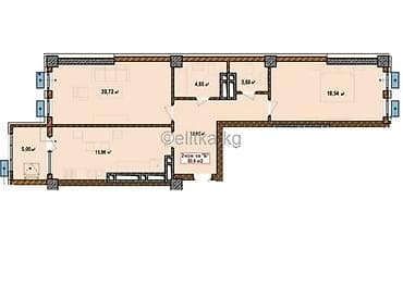 2 комнаты, 80 м², Элитка, 8 этаж, Готовая ПСО (под самоотделку)