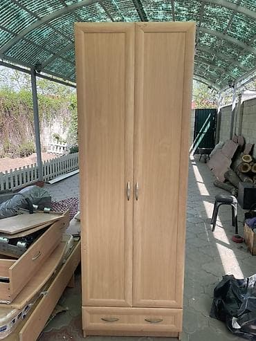 Двухдверный платяной шкаф с выдвижными ящиком - Материал: ЛДСП с