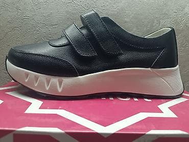 Женские кроссовки-слипоны на липучках. Размер 38. - Верх: черный