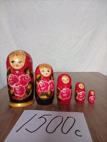 новогодн: Набор русских матрёшек, 5 штук. - Классический дизайн: ярко‑красные — 1