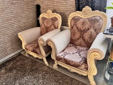 диван в стиле барокко: Ашкана үчүн жумшак бурчек, түсү - Саргыч боз — 3