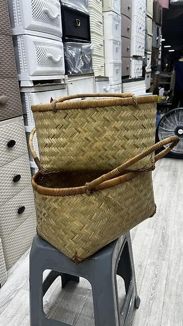 Плетёная корзина из натурального ротанга/бамбука - Форма: овальная lalafo.kg да Плетёная корзина из натурального ротанга/бамбука - Форма: овальная