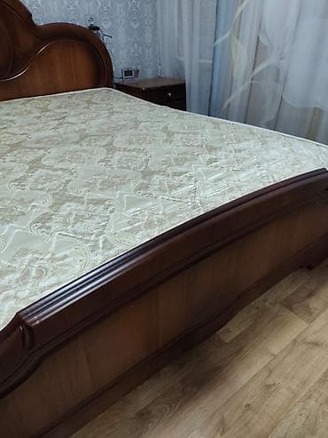 кыргыз мебель: Уктоочу бөлмө гарнитуру, Колдонулган, Эки кишилик керебет, Комод, Тумба, Белоруссия, МДФ, Өзү алып кетүү, түсү - Күрөң — 2