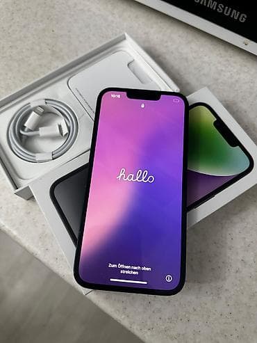 hoco w45: IPhone 14, Б/у, 128 ГБ, Midnight, Коробка — 1