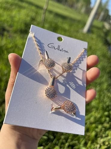 фурнитуру для бижутерии: Дубайский бижутерия 💍💎 Комплект украшений Gulina в розовом золоте — 6