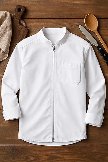 одежд: Китель поварской, белый - Прямой крой с удлинённой спинкой - Застёжка — 1