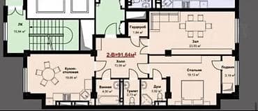 seven development: 2 комнаты, 92 м², Кок-Жар ж/м Элитка, 11 этаж, ПСО (под самоотделку) — 1
