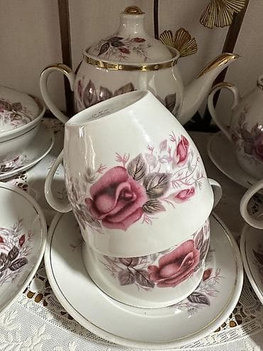 bubble tea: Чайный сервиз «Роза» на 4 персоны Полонского фарфорового завода — 8
