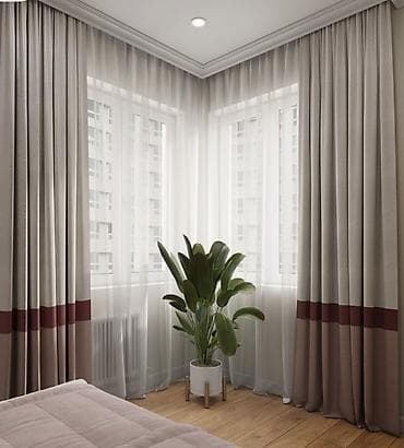 постельные белье: Двуслойные шторы для спальни/гостиной - Комплект: плотные портьеры + — 1