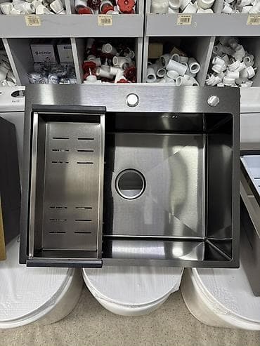 silver kitchen: Кухонная мойка из нержавеющей стали с аксессуаром для сушки/промывки — 1
