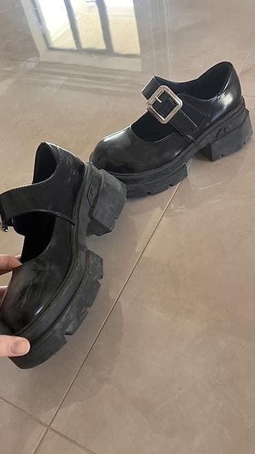 nike tech fleece: Лоферы Mary Jane на массивной платформе - Цвет: чёрный (глянцевый — 3