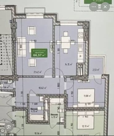 секционные квартиры: 2 комнаты, 67 м², Элитка, 6 этаж, ПСО (под самоотделку) — 3