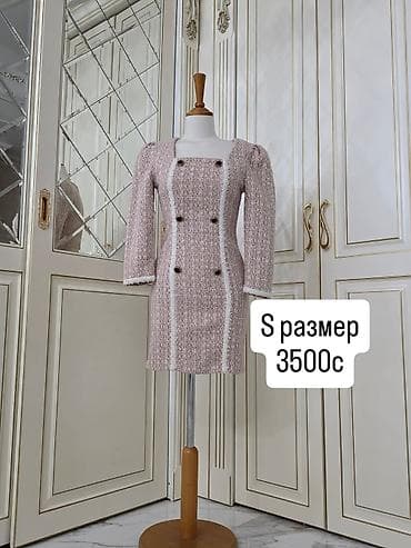 пошив верхней одежды: Повседневное платье, Короткая модель, Твид, Платье-пиджак, S — 1