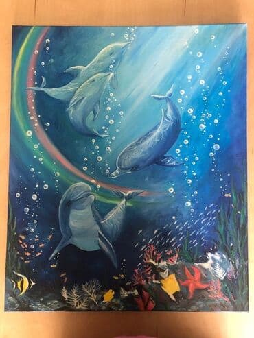 аквариум с рыбами: Картина дельфины
Состояние 10/10
Размер 60x50
Материалы: холст, масло — 2