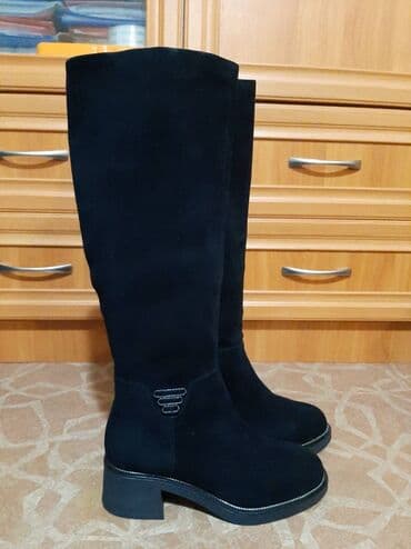 фирменный сапоги: 1) Сапоги, ЕвроЗима, хорошего качества, замшевые черные, размер 39 — 7