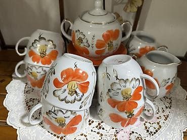 Үй жана бакча: Старинный чайный сервиз «Маки» Барановка на 6 персон. Ручная роспись! — 3