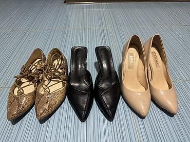 Женская обувь, набор из 3 пар - 500 сом: 1) Туфли-лодочки бежевые -