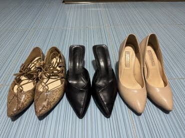 три обуви: Женская обувь, набор из 3 пар - 500 сом: 1) Туфли-лодочки бежевые - — 1