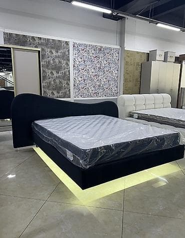 Кровать с подсветкой и мягким изголовьем - Современная парящая — 2