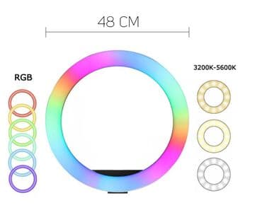 кольцевые лампы: Кольцевая Лампа (RGB) RL-18 (48см) с пультом Бишкек Комплект — 1