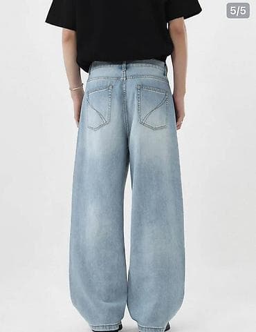 Джинсы: Новые джинсы широкого кроя Талия 76см Бедра 109см Штанина 50см — 2