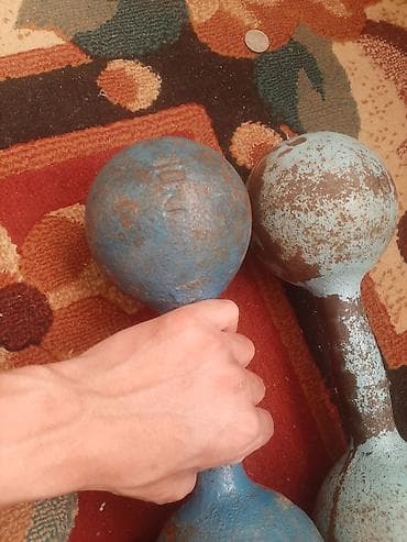 гантеля с блинами: Чугунные разборные гантели-железки «колокольчики» советского типа — 2