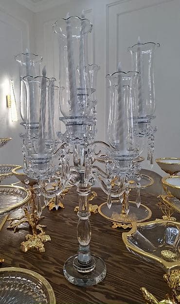 Классический хрустальный канделябр на 9 свечей - Материал: прозрачный