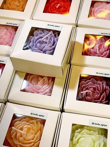 оптом вещи: Ароматические свечи ручной работы - Формы: цветы (пионы, розы — 7