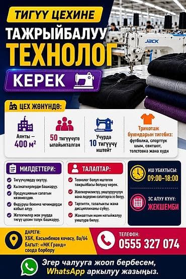 Технолог, Район: МК Гранд, График работы: Пятидневка, Опыт работы: Без опыта