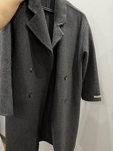 tech fleese: Пальто, Осень-весна, По колено, Двубортная модель, M, L — 1
