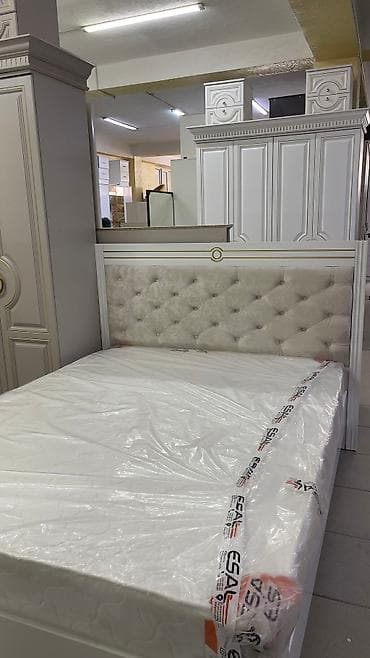 Уктоочу бөлмө гарнитурлары: Уктоочу бөлмө гарнитуру, Жаңы, Матрас, Тумба, Эки ярустуу керебет, МДФ, Акысыз жеткирүү, түсү - Ак — 3