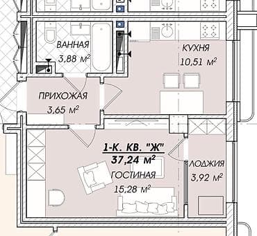 цена ниже рынка: 1 комната, 40 м², Элитка, 5 этаж, Готовая ПСО (под самоотделку) — 3