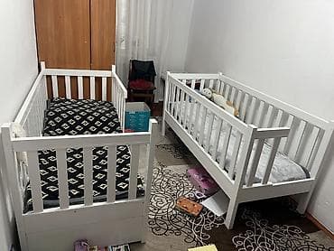 тумбочка детский: Двухъярусная детская кровать, Новый, Натуральное дерево, цвет - Белый — 5