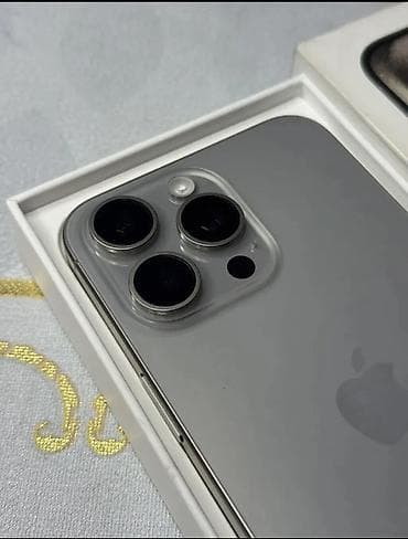 IPhone 15 Pro Max, Б/у, 256 ГБ, Natural Titanium, Кабель, Коробка, 85 % — 2