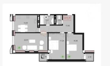 снять 2х комнатную квартиру без посредников: 3 комнаты, 97 м², 7 этаж — 5