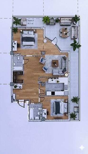 квартира на расрочка: Сдан, Элитка, 3 комнаты, 172 м² — 6