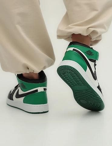 размер 44 м: Кроссовки Air Jordan Mid (Black/White/Green) - Баскетбольные кеды — 3