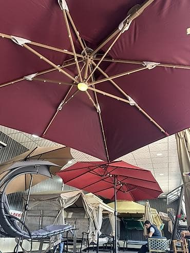 газон полив: Уличный зонт с подсветкой - Тип: большой садовый/кафе-зонт с боковой — 1