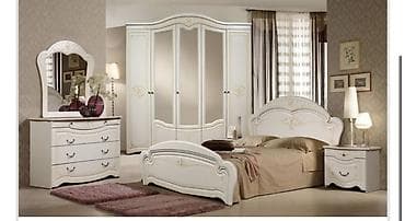 фас: Классический спальный гарнитур в светлом кремовом цвете с золочёным — 3