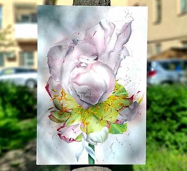 mf doom: Нежная цветочная композиция, выполненная вручную на натуральном шелке — 7