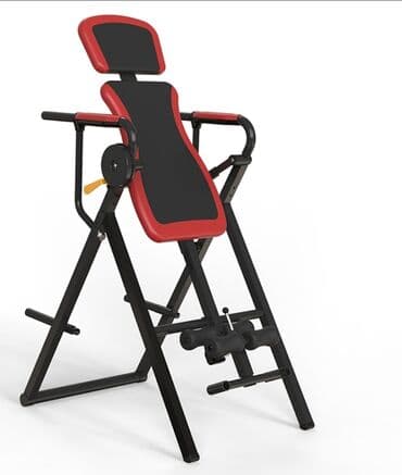 тренажер гиперэкстензия купить бу: Инверсионный стол с черной мягкой обивкой и красной окантовкой. Имеет — 1